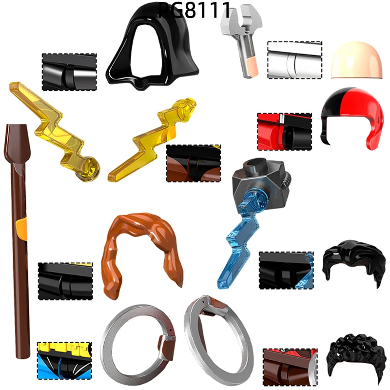 The PG8111 Weapons Pants Hair Parts Action Figures Wings Wrench Cloak Spear Model Blocks MOC Bricks Set Gifts Toys