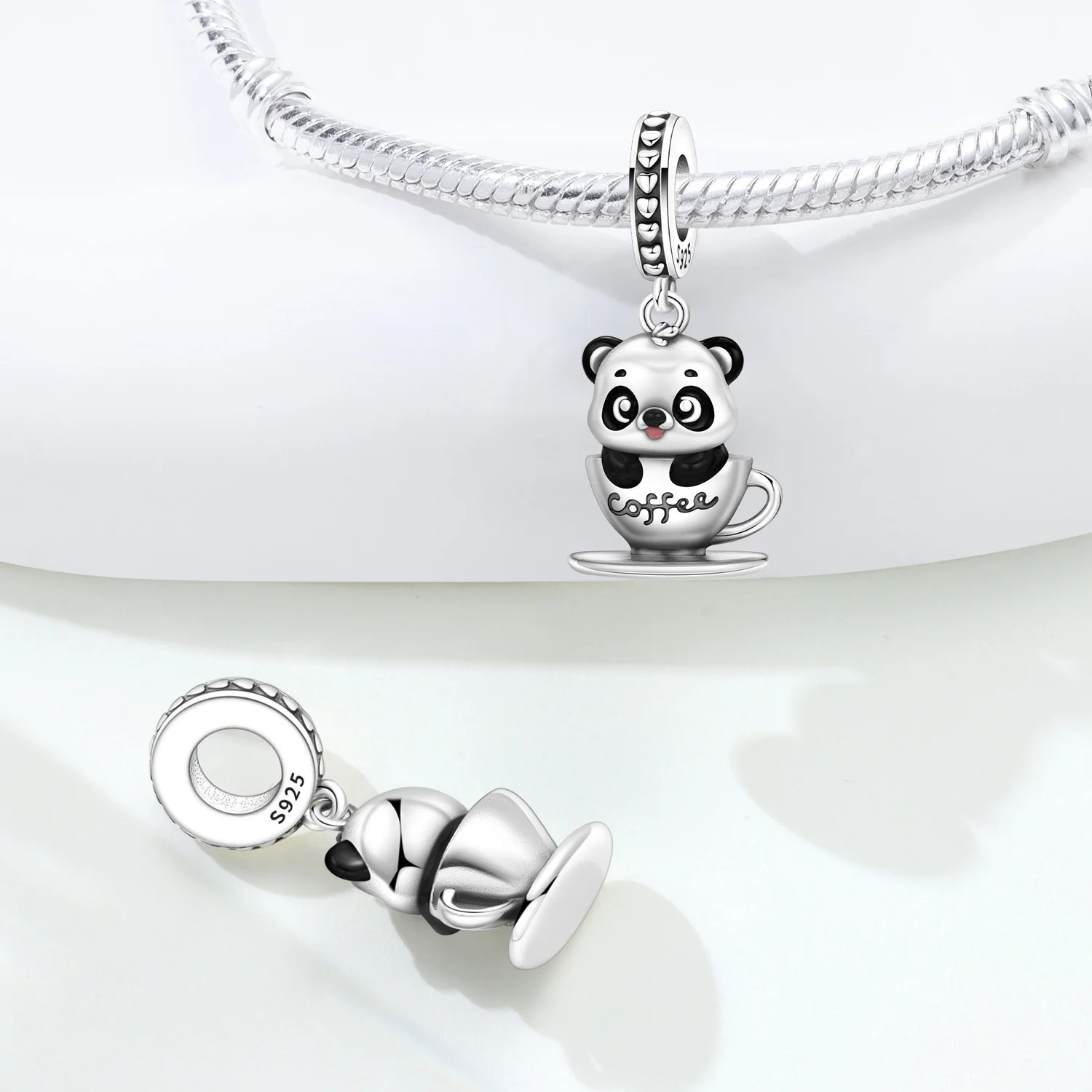 Orstarry 925 Sterling Silver Panda Coffee Animal Beads Original Pendants Bracelet Charm Jewelry Party DIY Trendy Gifts