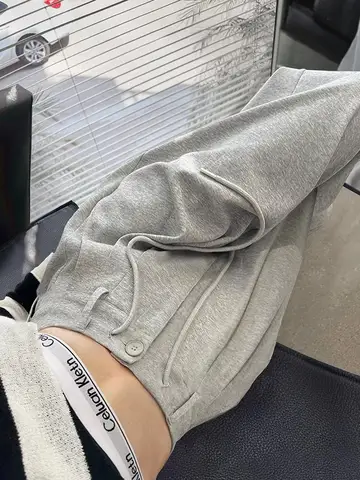 Jennie KaTie 고양이 프린트 꽃 패턴 여성용 와이드 레그 바지 - 캐주얼 협업 작업복 에디션 18_하트알리 그레이 스포츠 바지 여성 봄 가을 느슨한 슬림 와이드 레그 스트레이트 캐주얼 아메리칸 스타일 바지 하이 웨이스트 롱 바지