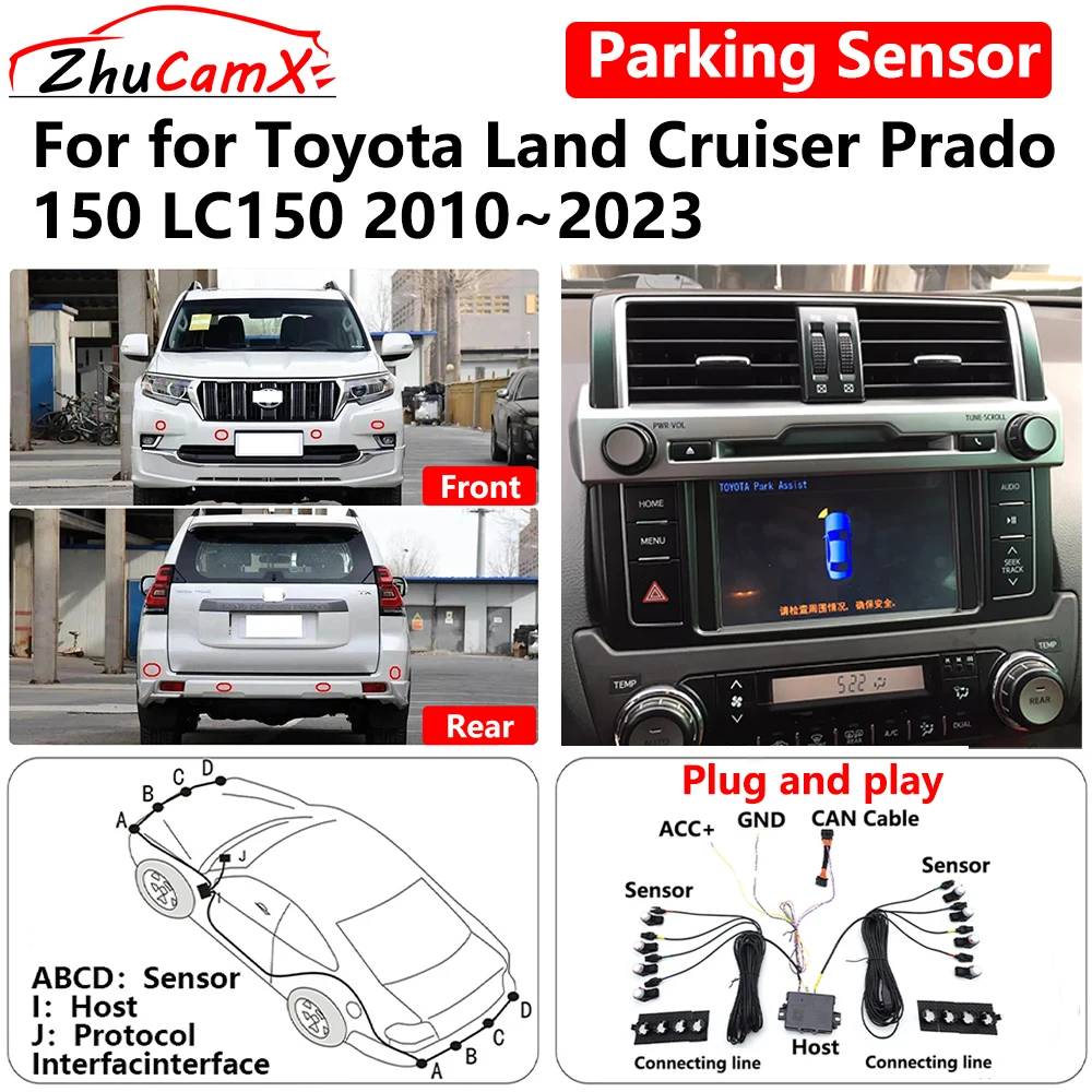 ZhuCamX for Toyota Land Cruiser Prado 150 LC150 2010~2023 Car Parking Sensor Front Rear Reverse Assist Reversing AID System