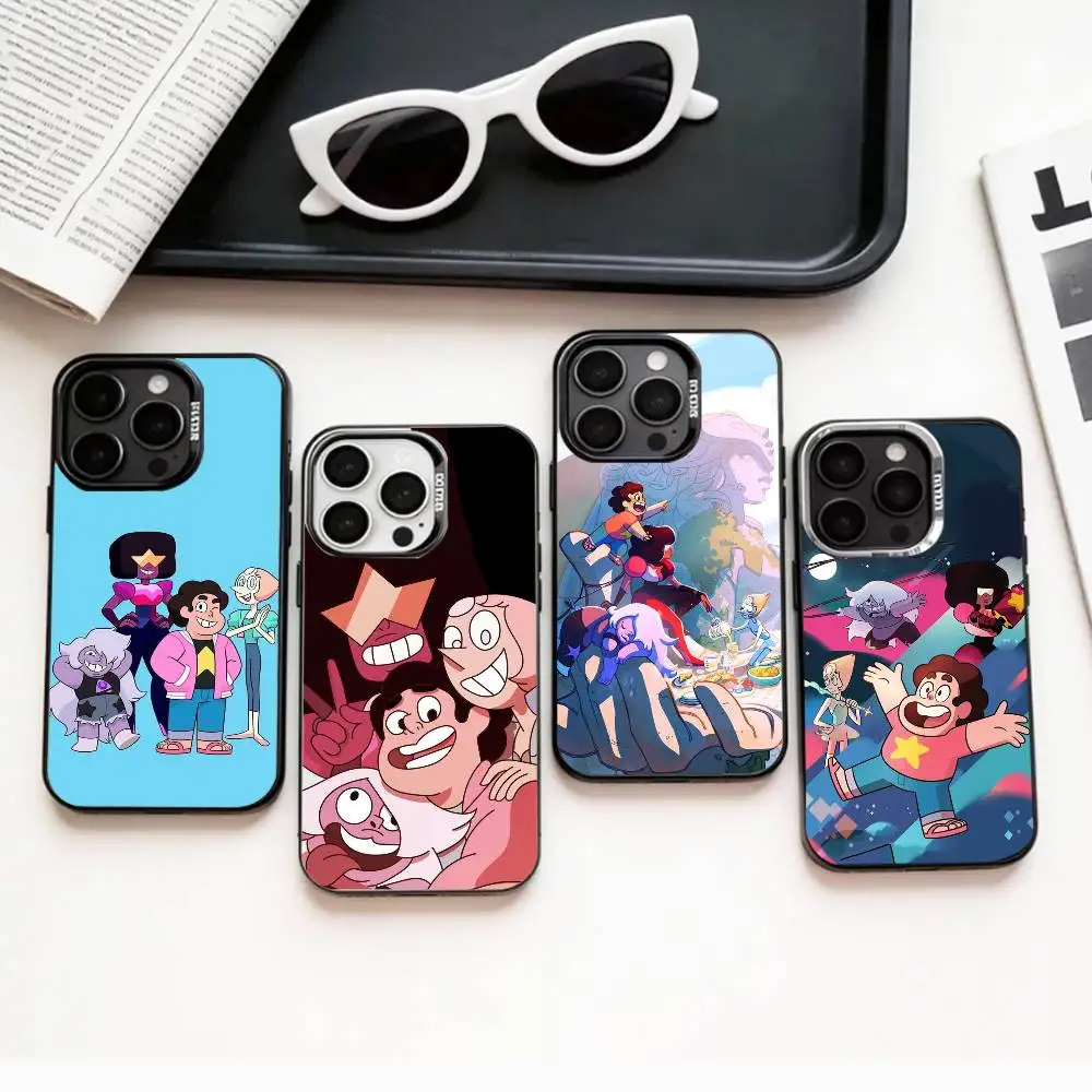 

L-LGBTQ S-Steven U-Universe Phone Case For iPhone17,16,15,14,13,12,11 Plus,Pro Max Colored Silver Plated Inside Cover