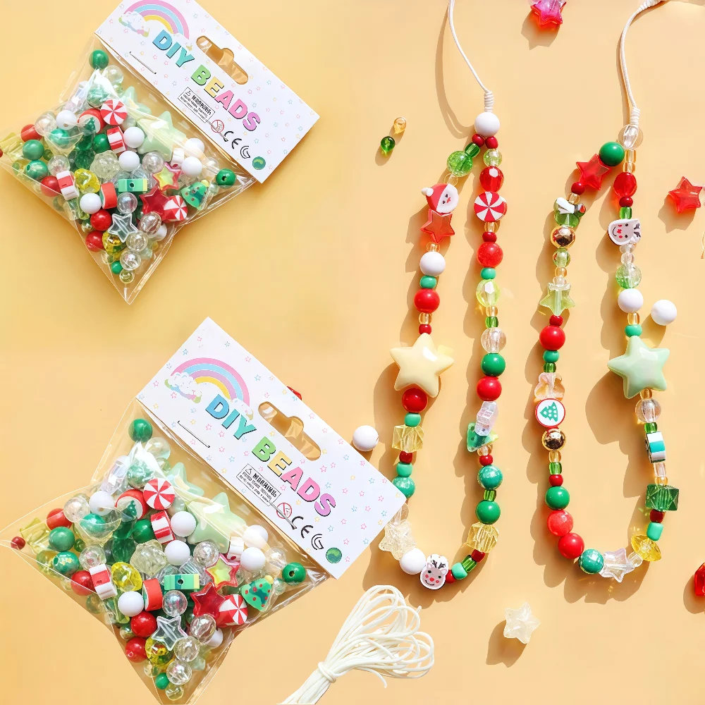 1/3 Bag Colorful DIY Christmas Beaded Bracelet Necklace for Christmas New Year Carnival Party Favors School Prize Gift Pack