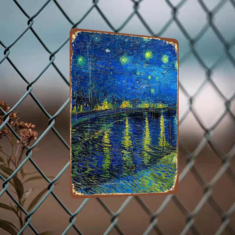 Van Gogh Starry Night Over The Rhone Metal Wall Art Painting Home Decorative Hanging