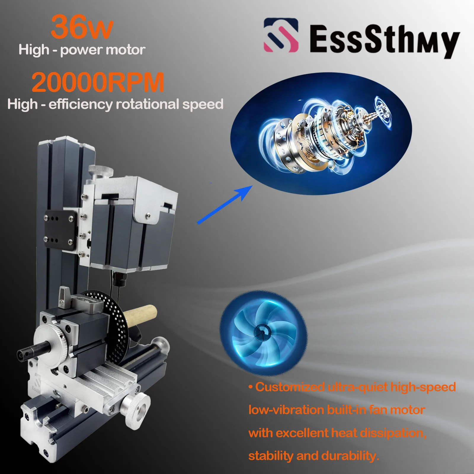 آلة فهرسة مصغرة معدنية كاملة من EssSthmy بقدرة 36 وات 20000 دورة في الدقيقة - أداة صياغة الخشب/المعادن الناعمة، وأدوات النجارة ونماذج التدريس