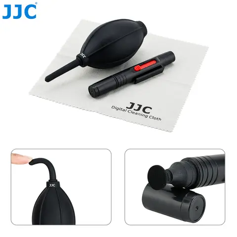 JJC 카메라 청소 키트 전문 DSLR 렌즈 탄소 팁 청소 펜 센서 용 공기 먼지 송풍기 섬유 천 Canon Nikon Sony