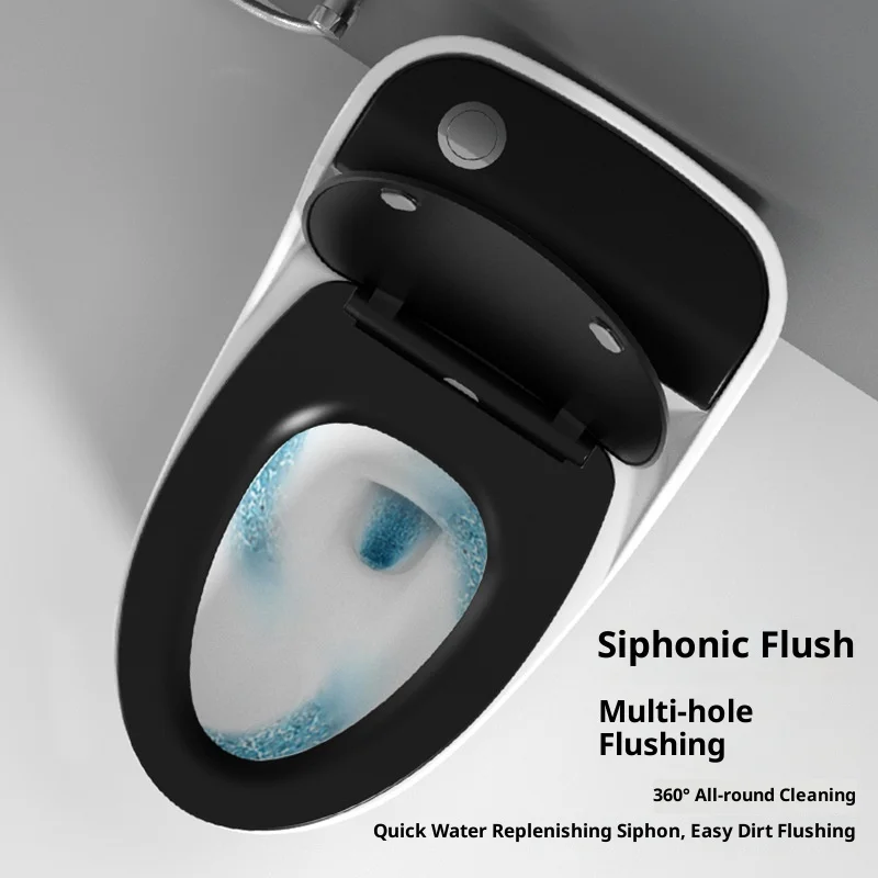 2026 Modern Dual-Flush Black Toilet Odor-Proof Ceramic Water-Saving Floor Mounted Siphon One-Piece Bathroompromote sales