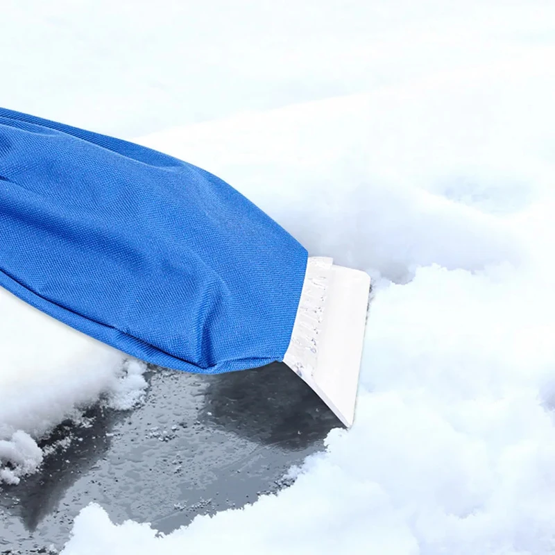 Car Ice Scraper Snow Brush with Thermal Gloves Heavy Duty Winter Windshield Snow Removal Kit Auto Glass Squeegee Tool for Car