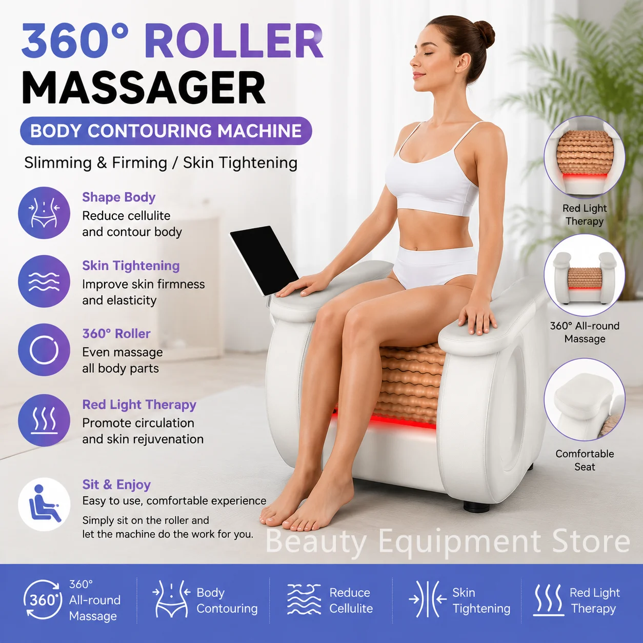 NEW Rolling Massage Chair Machine Weight Loss & Full Body Relax, 3D Roller Massager for Fat Burning Body Shaping Muscle Relief
