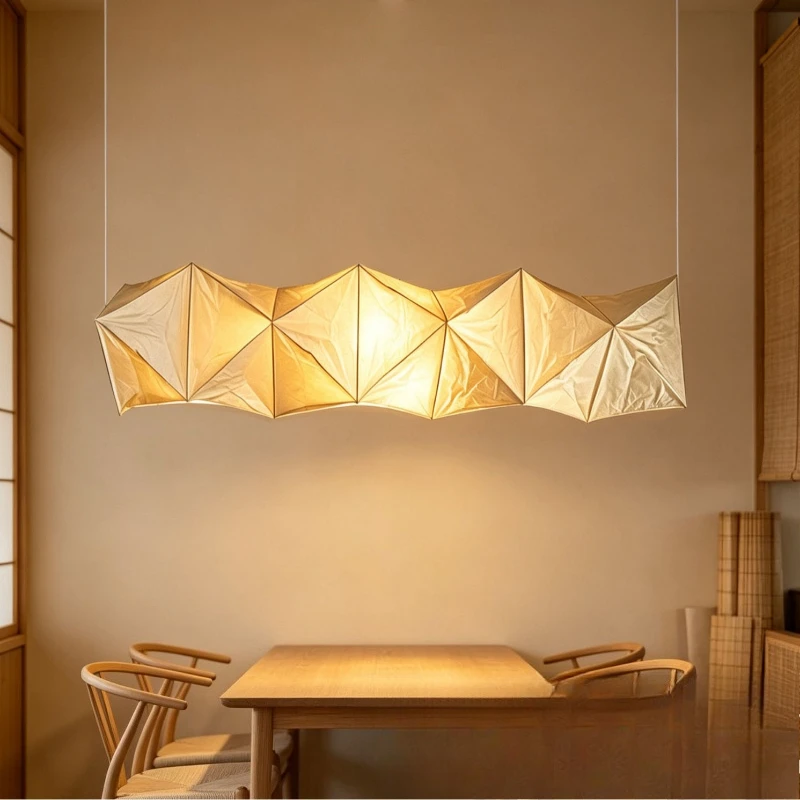 Simple Japanese Rice Paper Pendant Light Living Room Bar Counter Homestay Tea Room High-end Artistic Sense Strip Fixtures