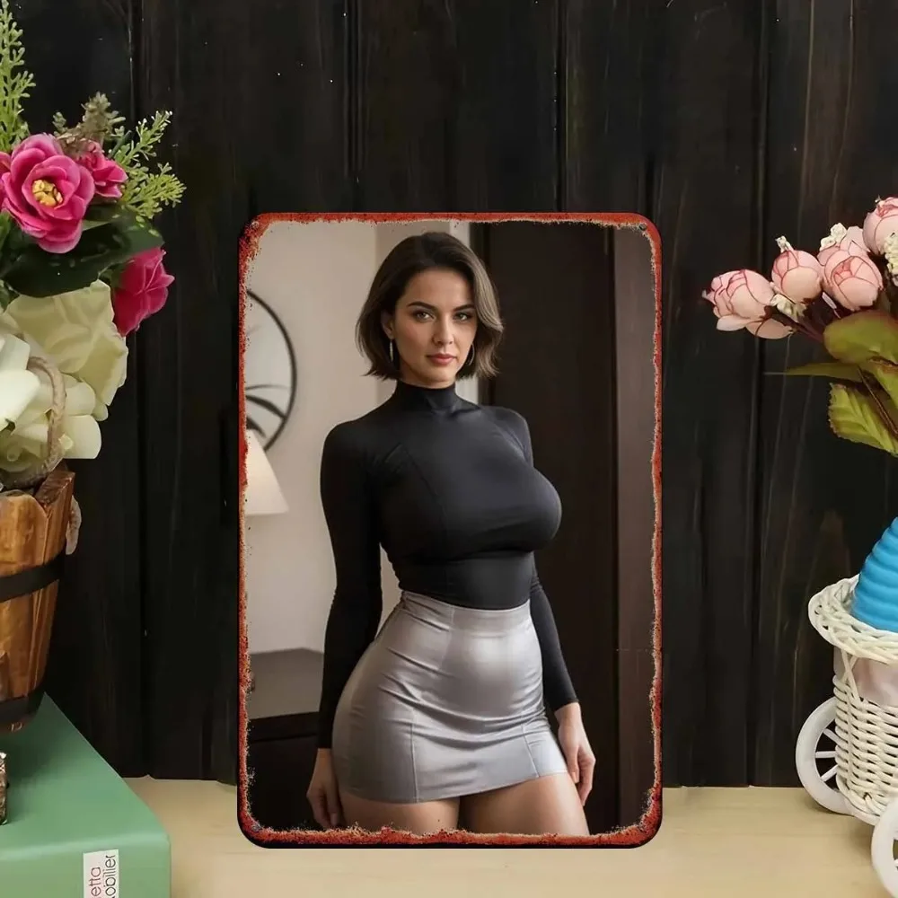 

JIT Fashion Retro Metal Wall Art for Women Home Decor Bedroom Bar Outdoor Tin Sign