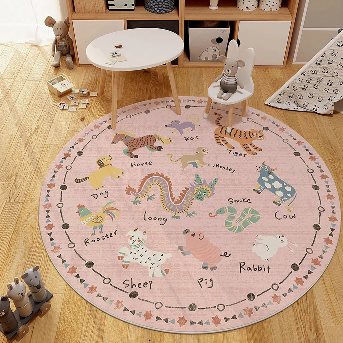 Chinese Zodiac Carpet Round Rugs Living Room Bedroom Bedside Floor Mats Soft Short Plush Rug Home Decoration 러그 Alfombra Redonda