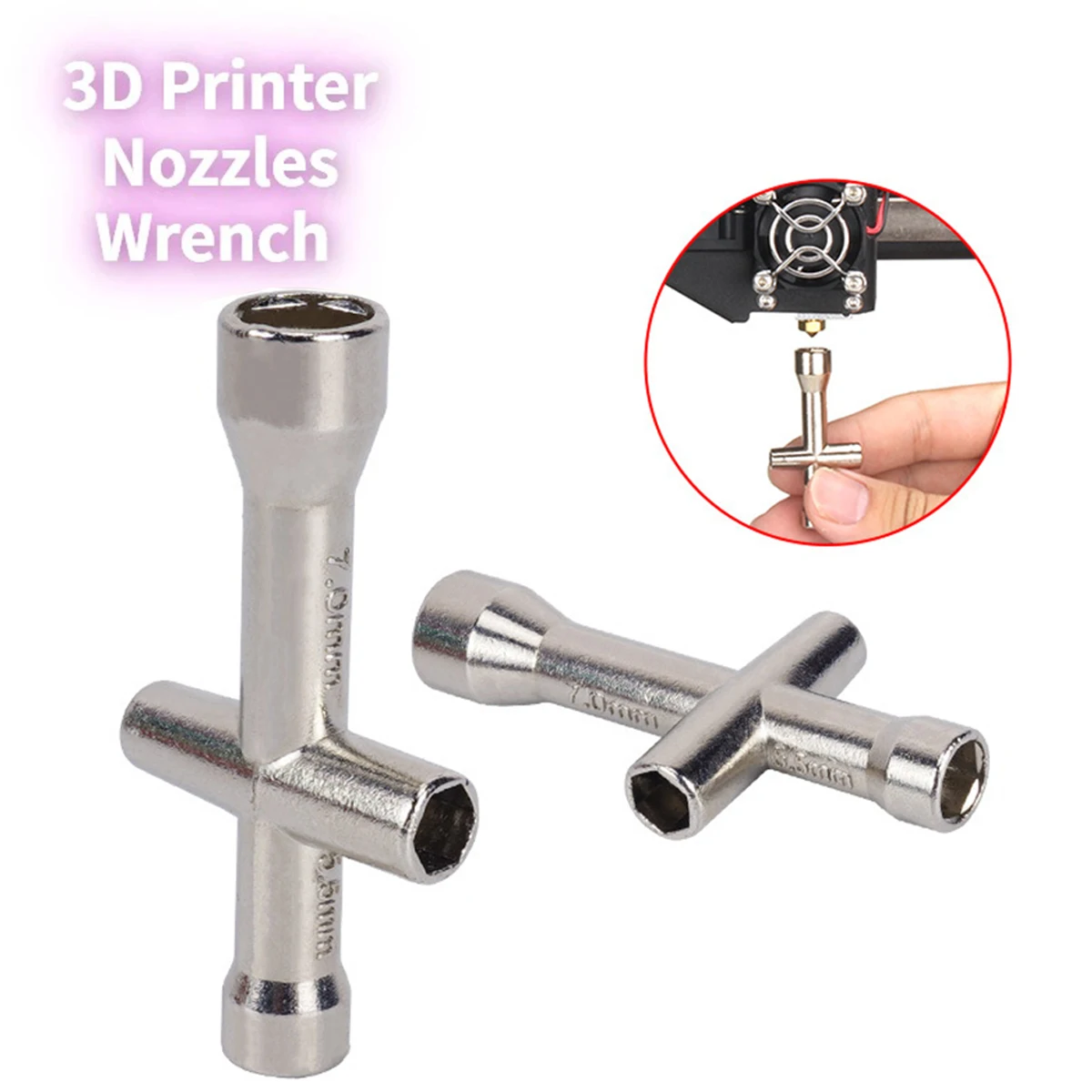 3D Printer Tool M2 M2.5 M3 M4 3D Printing Nozzles Wrench Screw Nut Hexagonal Cross Mini Wrench Spanner Maintenance Tool 4 Size