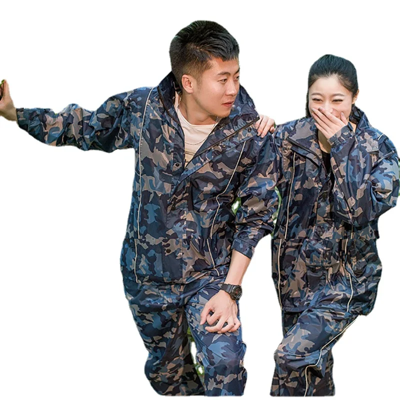 

Outdoor Sports Raincoat Men or Women Camouflage Safety Reflective Strip Motorcycle Rain Coat and Fashion Rain Pants