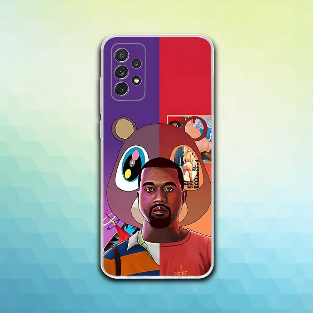 حافظة هاتف K-Kanye Rapper West Bully لهاتف سامسونج S30,23,21,22,20، FE lite، S10،9،8،7 PIus Note20 Ultra شفافة