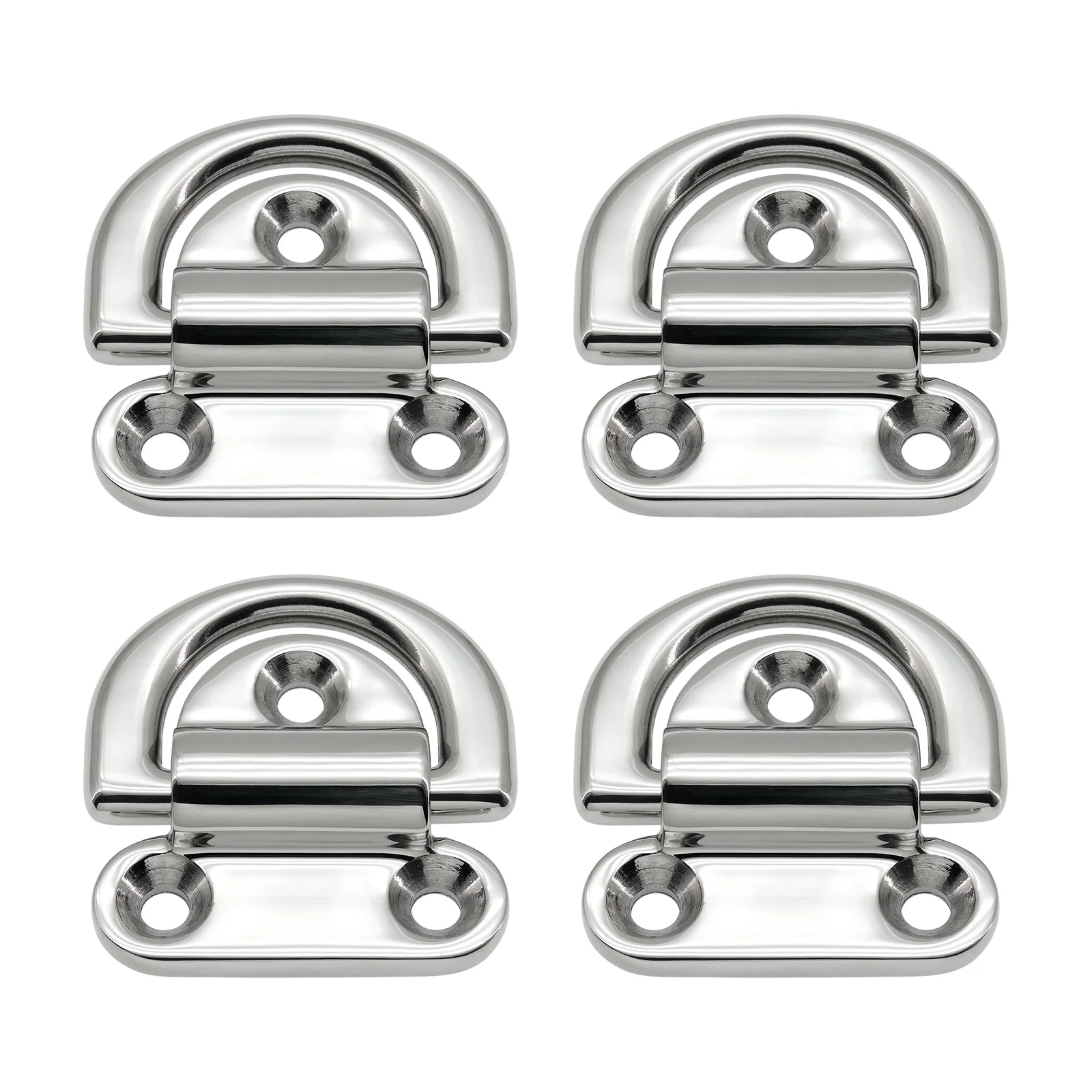 6MM 8MM 10MM Marine Folding Deck D Ring Pad Eyes Lashing 316 Stainless Steel Tie Down Cleat Mirror Polish for Yacht Boat Truck