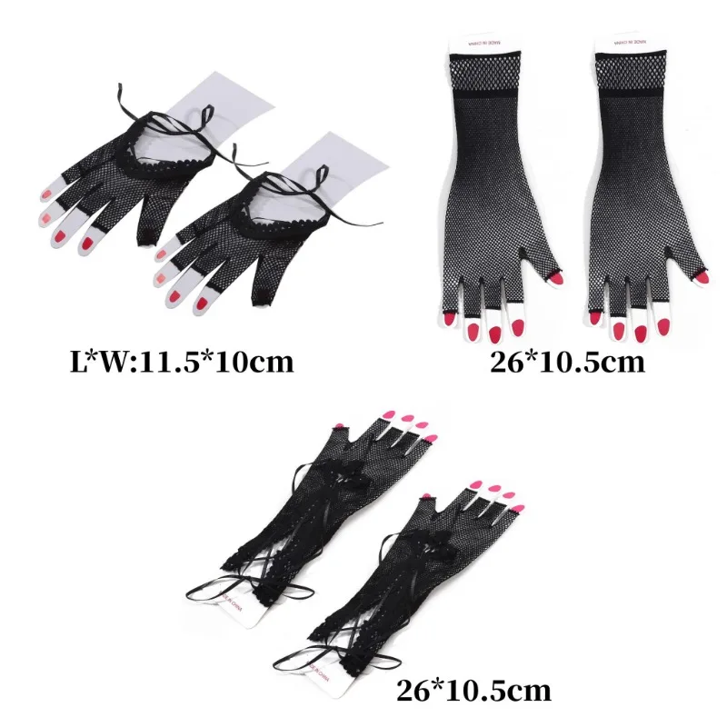 New Design Women Sexy Bandage Fingerless Gloves Gothic DIY Strapping Sunscreen Sleeve Lolita Jk Emo Y2k Elastic Mesh Punk Gloves