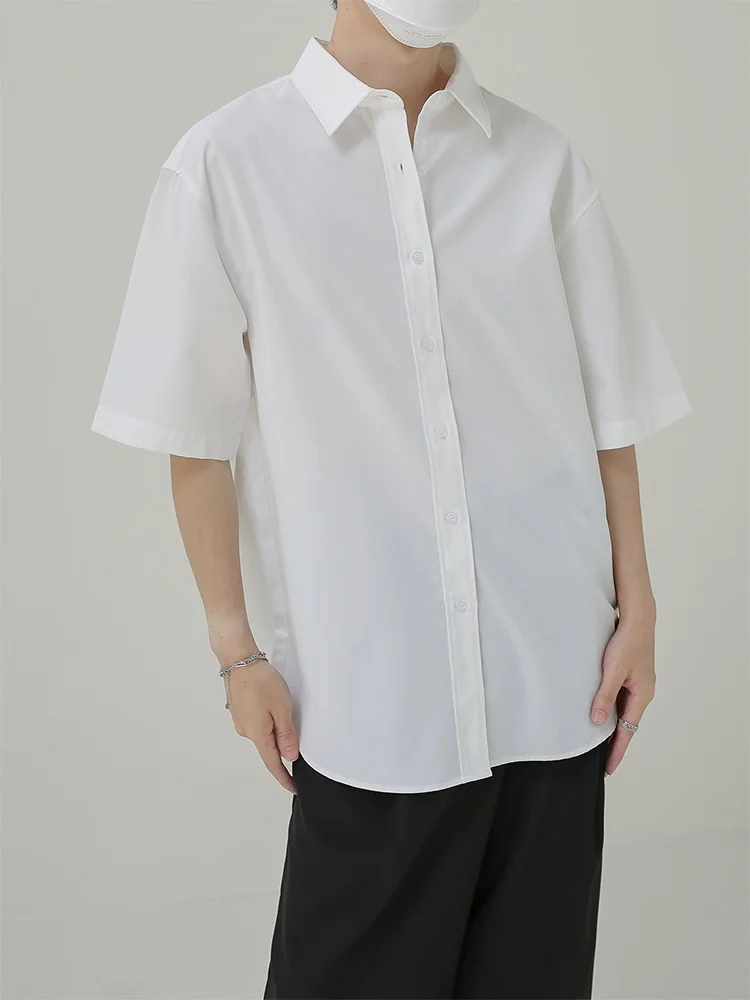 

Men's Breathable Thin ort Sve irt Pure Color Five Sve Summer Neutral Sle Korean Trend Stand Fit Youth ular ...