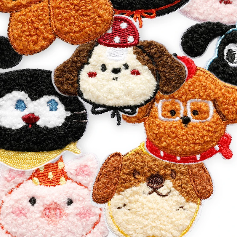 20 Teile/los Chenille Tier Niedliche Eisen Auf Patches Für Kleidung Selbstklebende Gestickte Thermocollant Stoff Aufkleber Kinder Nähen – Detail 6