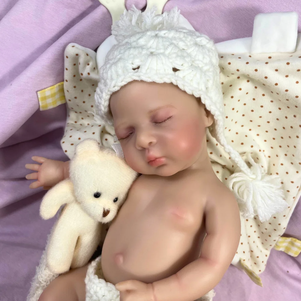 MINI 13 นิ้วตุ๊กตาเด็กทารก Reborn ตุ๊กตา Luna สาวซิลิโคนล้างทําความสะอาดได้นุ่มซิลิโคนแข็งตุ๊กตาวันเกิดคริสต์มาสของขวัญ