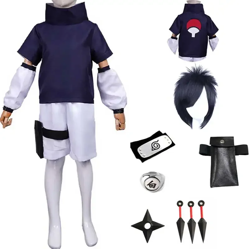 

CosplayUchiha Sasuke Halloween Anime Cosplay Costume For Kids Children Top Pants Outfits Halloween Carnival Suit