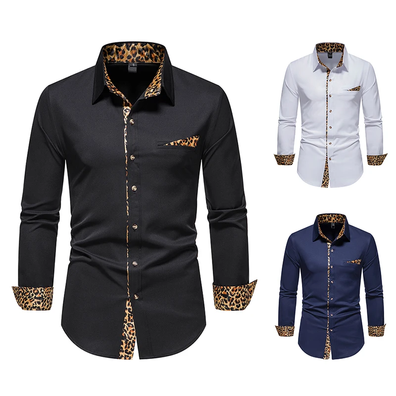 

Slim Fit Long Sve Button up irt rican Tribe Pattern Faionable Men's irt Spring Stand Tailoring Youth Sle