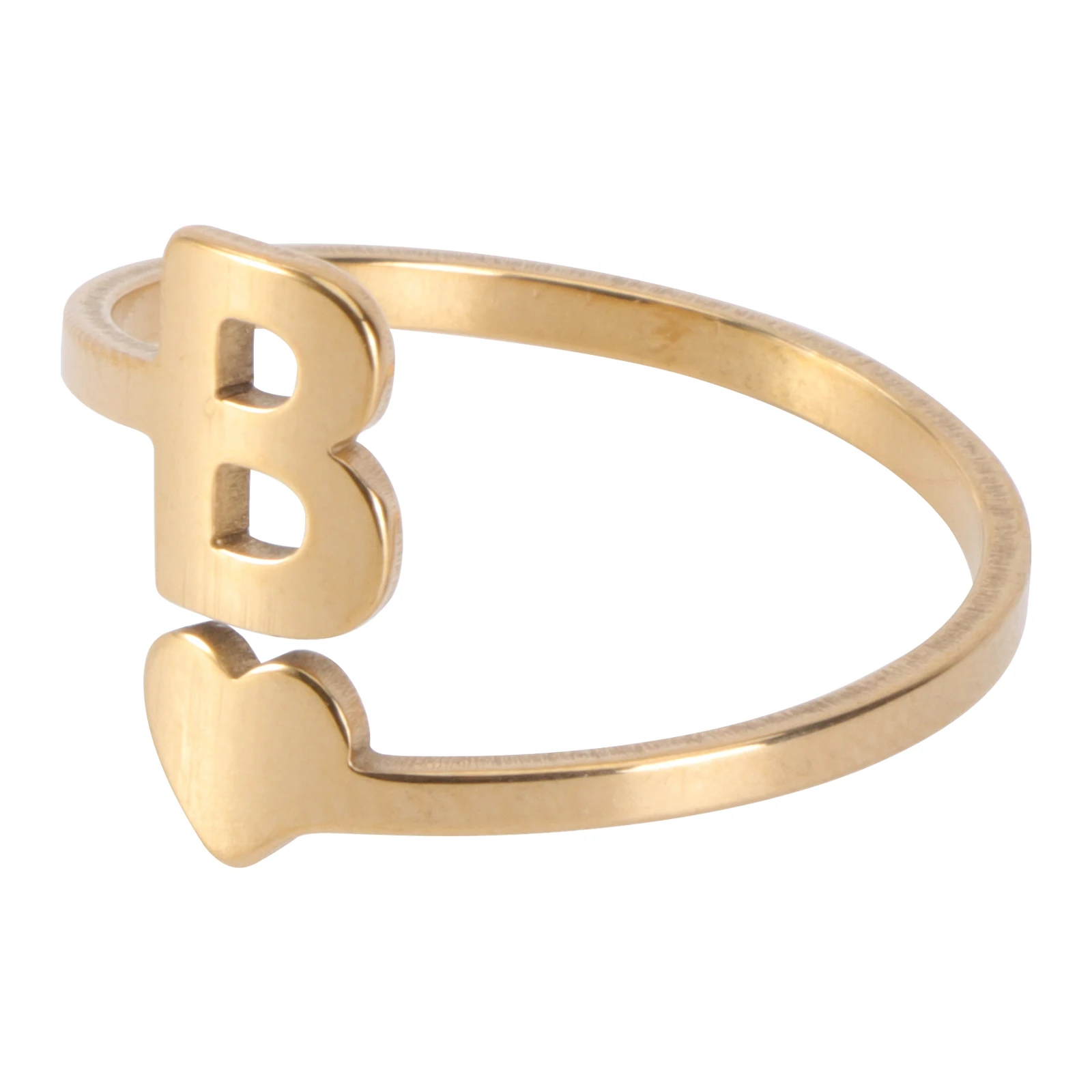 

1PC Simple Retro Heart Shape Ring Golden Stainless Steel Female Finger Ring Gift