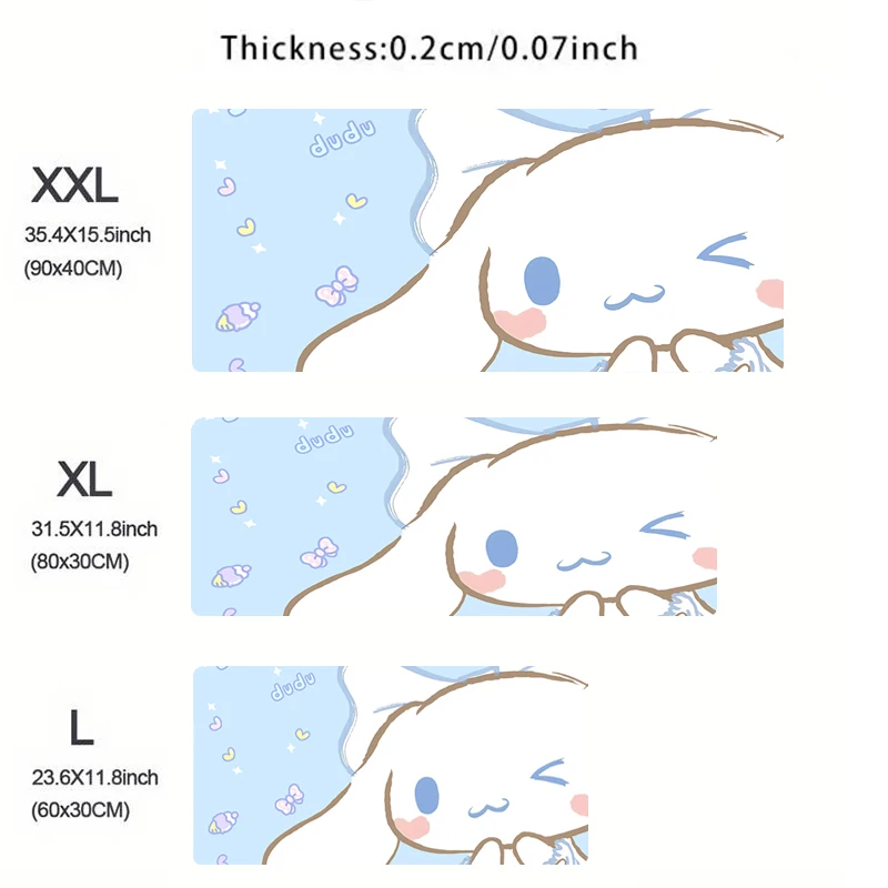 사무실 노트북 귀여운 나비 매듭 마우스 패드, XXL 애니메이션 시나모롤 키보드 러그, PC 게이머 캐비닛 마우스 패드, XXL 책상 매트, 소녀 선물