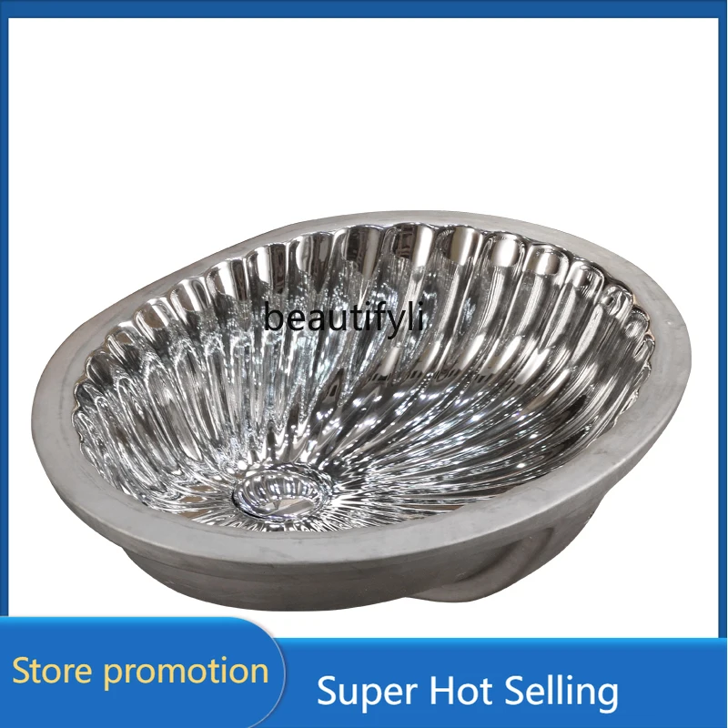 Nordic Industrial Style Drop-in Sink Ceramic Silver Embedded Sink Undercounter Wash Basin