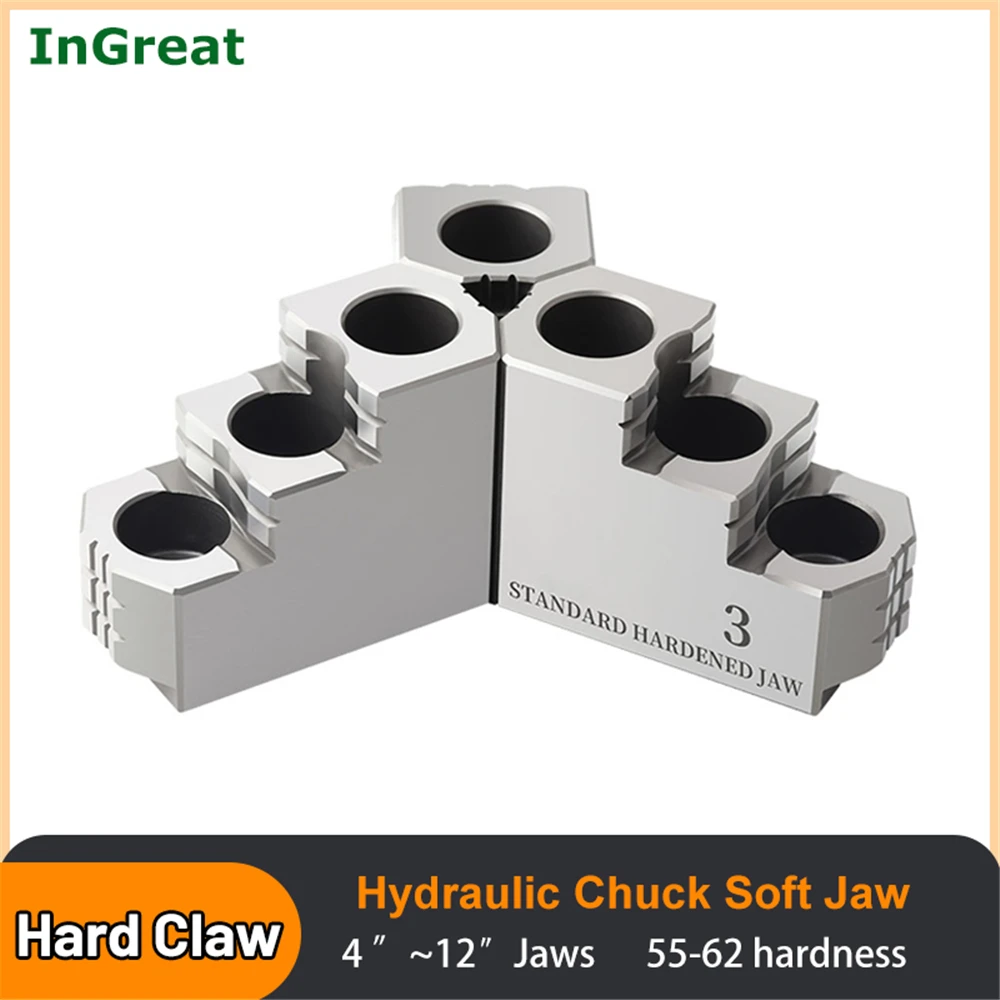 Hydraulic Chuck Hard Jaw High Precision 5/6/8/10/12 Inch Oil pressure chuck Standard 3 Claws for CNC Lathe Accessories