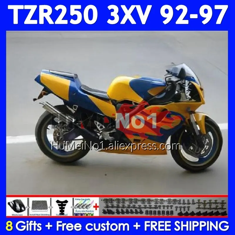 TZR-250 For YAMAHA 3XV TZR250 TZR 250 RR 92 93 94 95 96 97 Blue Yellow 376No.59 TZR250RR 1992 1993 1994 1995 1996 1997 Fairing