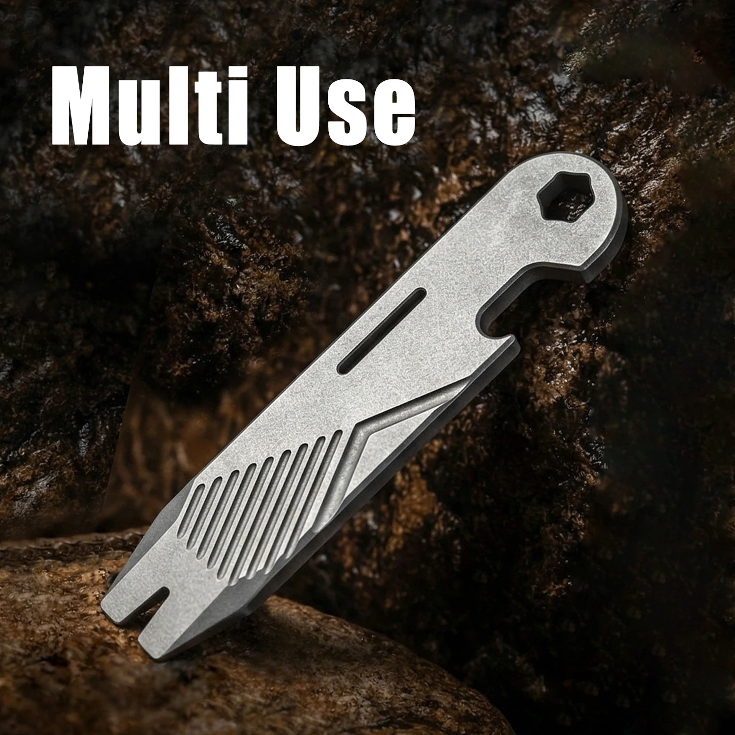 1pc titanium alloy EDC tool. Portable small screwdriver. Keychain bottle opener.