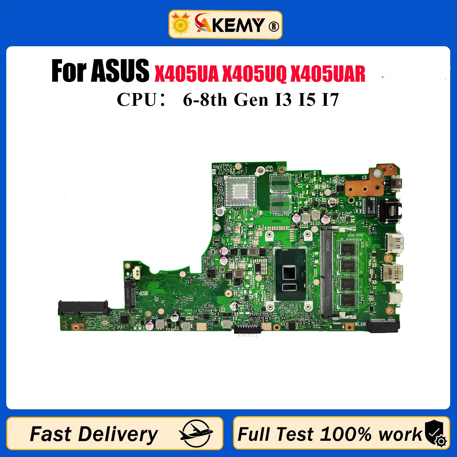 

X405UA Материнская плата для ноутбука ASUS VivoBook X405U S4100U S4000U A405U V405U S405U K405U X405UQ X405UAR Материнская плата с процессором I3 I5 I7
