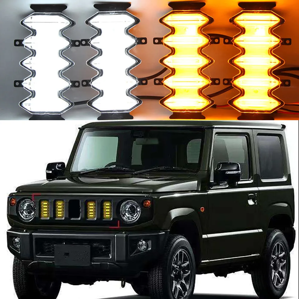 4Pcs Newest 12V LED Front Grille Upgrade Lamp In Auto Lighting System Daytime Running Light For Suzuki Jimny 2018-2023