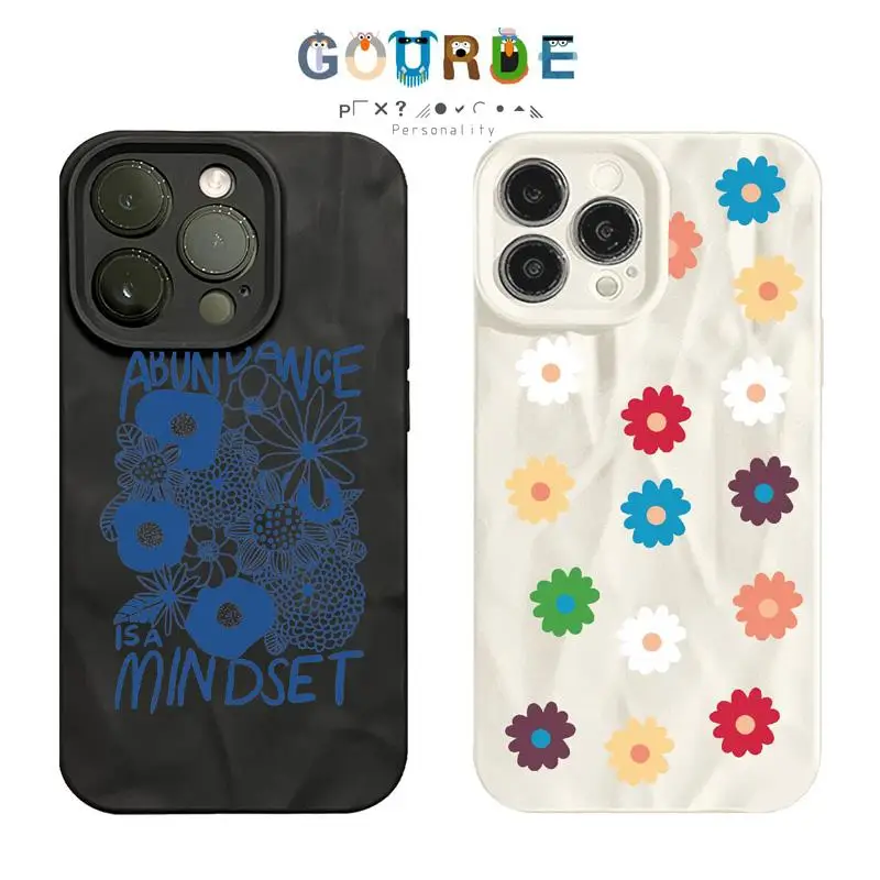 

Gourde Cute Casing Flower Pattern Couple Phone Case for Iphone 15 14 12 13 11 Pro Max Silicone Soft Shockproof Cover