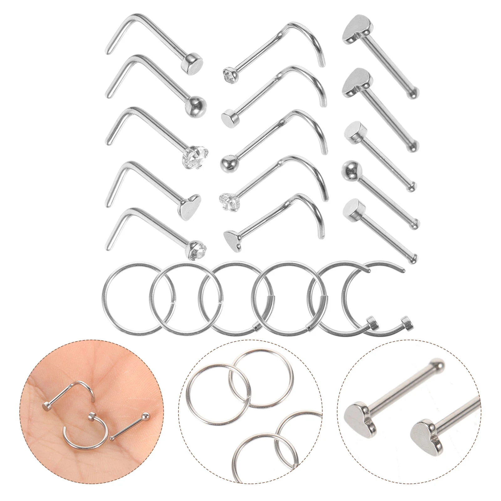

Nose Stud Set Studs Women's Body Piercing Jewelry Combination Stainless Steel Ring