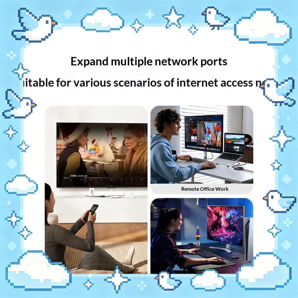 UGREEN NW301 95646 Gigabit Ethernet Switch 1 to 2 Network Splitter USB C Powered 3 Port RJ45 Hub for Computer Router