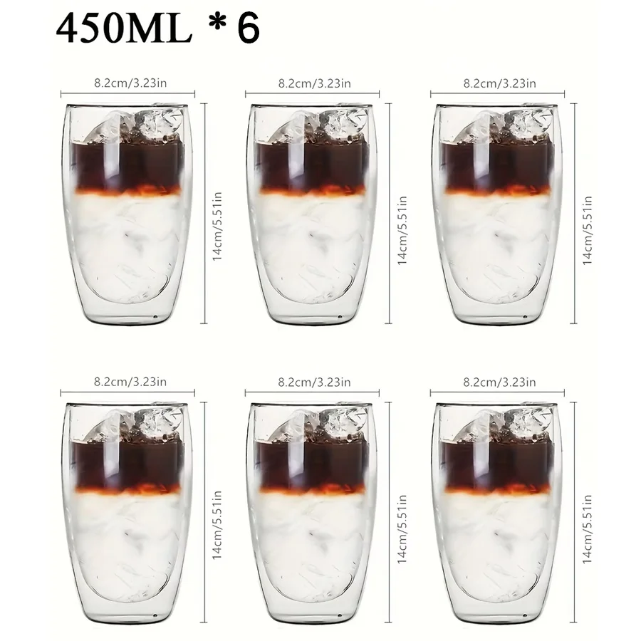 Doppelwandige Glastasse, Wärmeisolierung, transparent, handgefertigt, Teegetränkebecher, MINI, Whiskygläser, Espresso-Kaffeetasse-Set, 250–450 ml