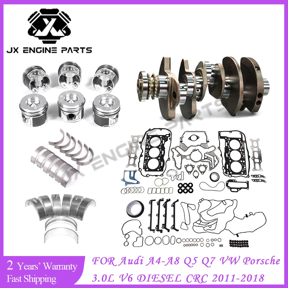 CRC Engine Rebuild Kit Crankshaft Main Connecting Rod Bearing Piston Gasket Set For Audi A6 A8 VW Porsche 3.0 Diesel 3.0L 11-18