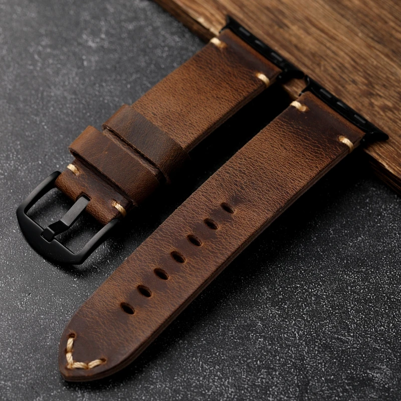 High-end Italian Genuine Leather Strap, Handmade Fit iWatch Apple Watch Ultra2 S9 49mm 45mm 44mm Genuine Leather Bracelet