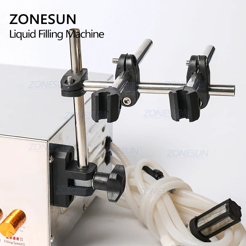 ZONESUN Double Head Microcomputer Automatic Water Liquid Filling Machine for Medicine Alcohol Hydrogen Peroxide Heat Resistance