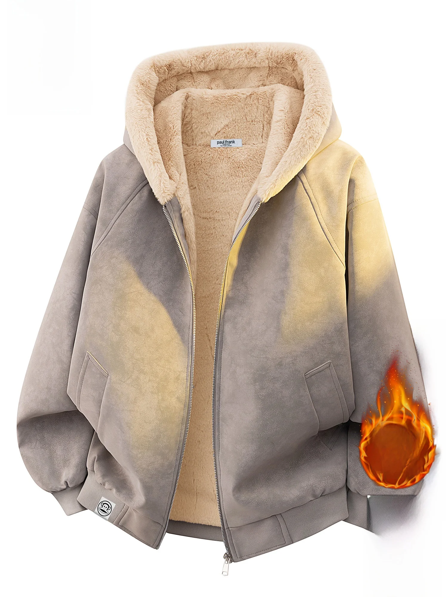 

Мужская зимняя куртка Paul Frank с капюшоном, утепленная флисом, из хлопка, новая повседневная теплая молодежная куртка из полиэстера, длинная, с длинными рукавами.