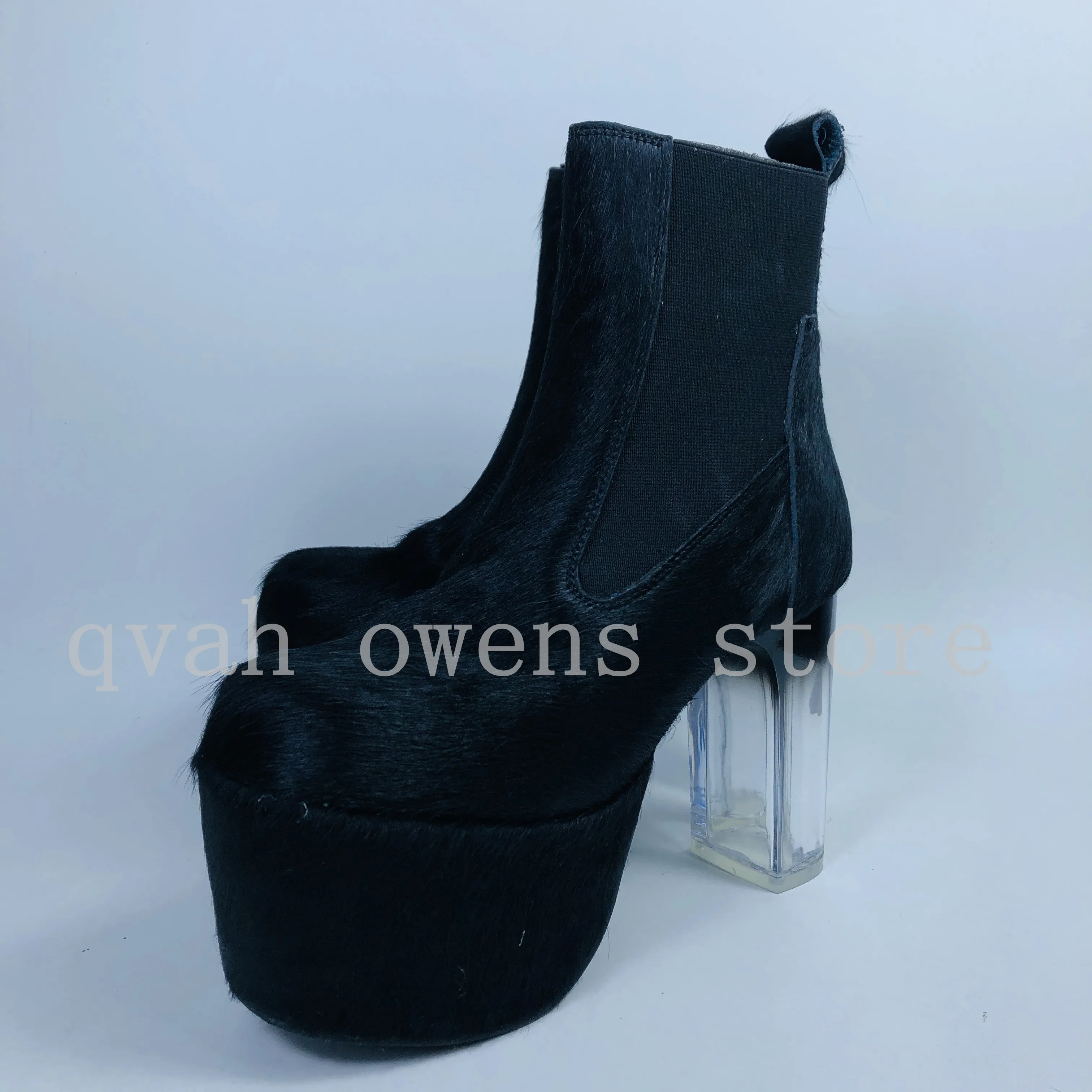 Women High-Heeled Shoes Horsehair Leather Casual Platform Heels Shoe Luxury Trainers Autumn Designer Boots