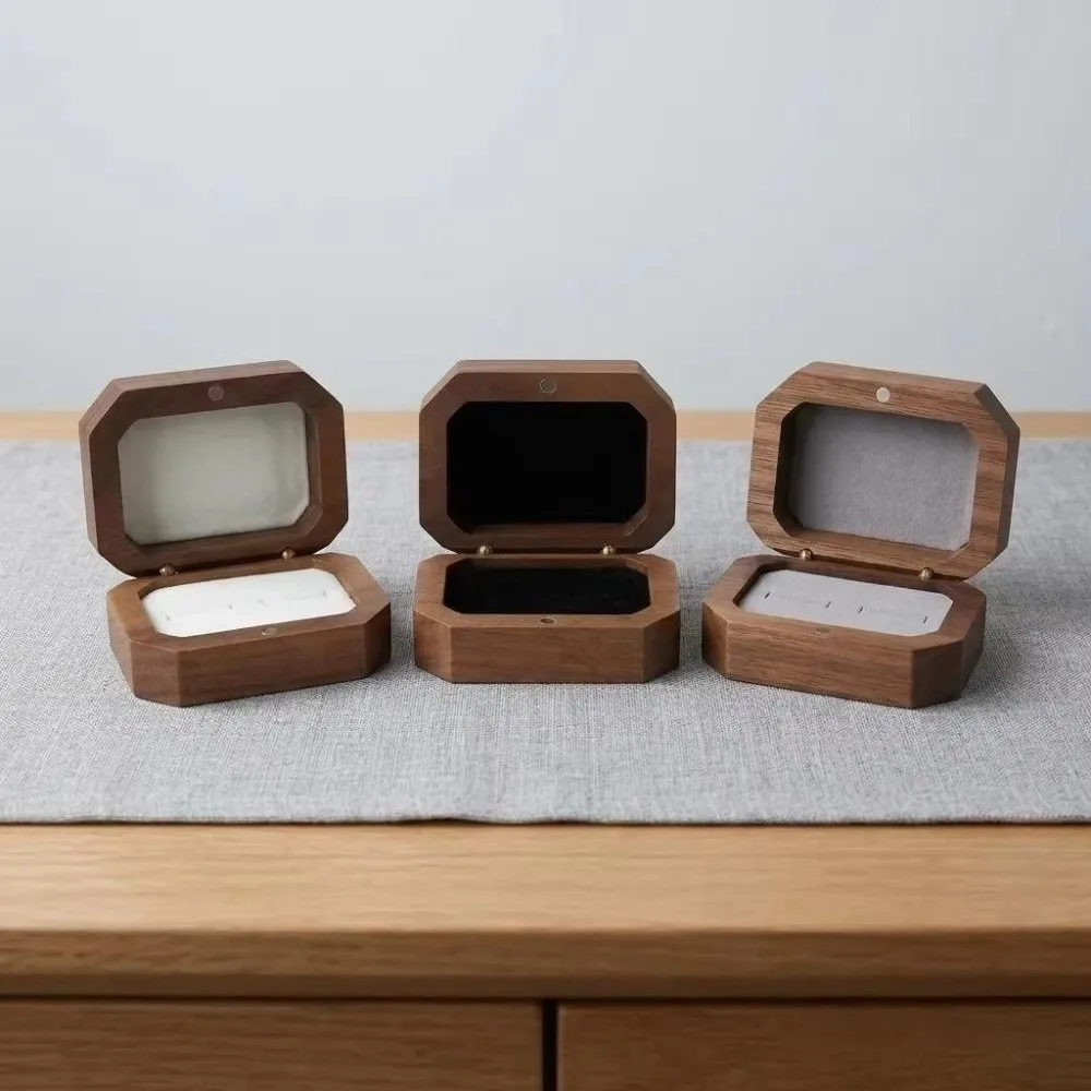 Retro With Lid Wooden Jewelry Box Inverted Octagon Magnet Jewelry Storage Box Cufflink Storage Box Wedding