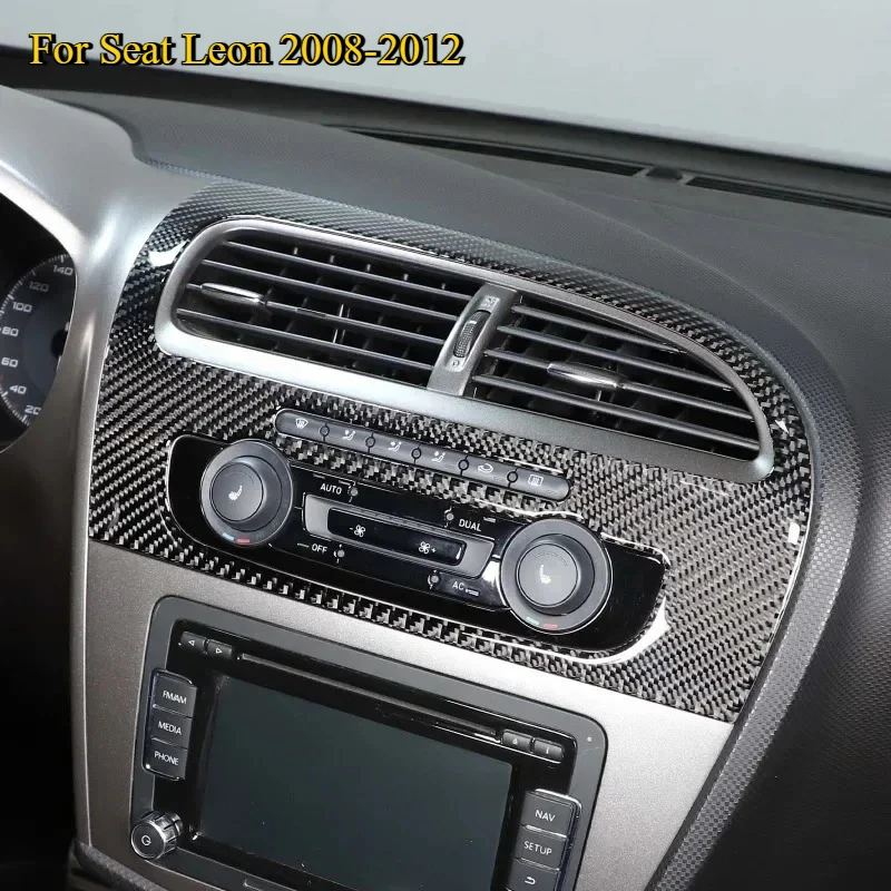 For Seat Leon 2008-2012 Soft Carbon Fiber Car Air Conditioner Vent Panel Cover Trim Stickers Interior Car Accessories(LHD RHD)