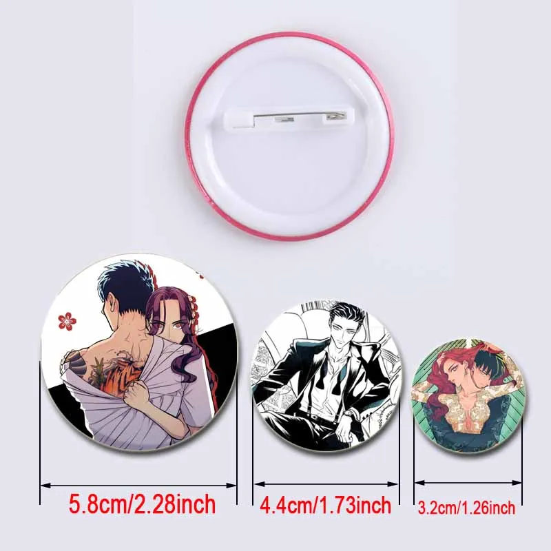 32/44/58mm Anime Yakuza Fiancé Pins Tinplate Badge DIY Cartoon Brooches for Clothes Backpack Decoration Fans Collection Gifts