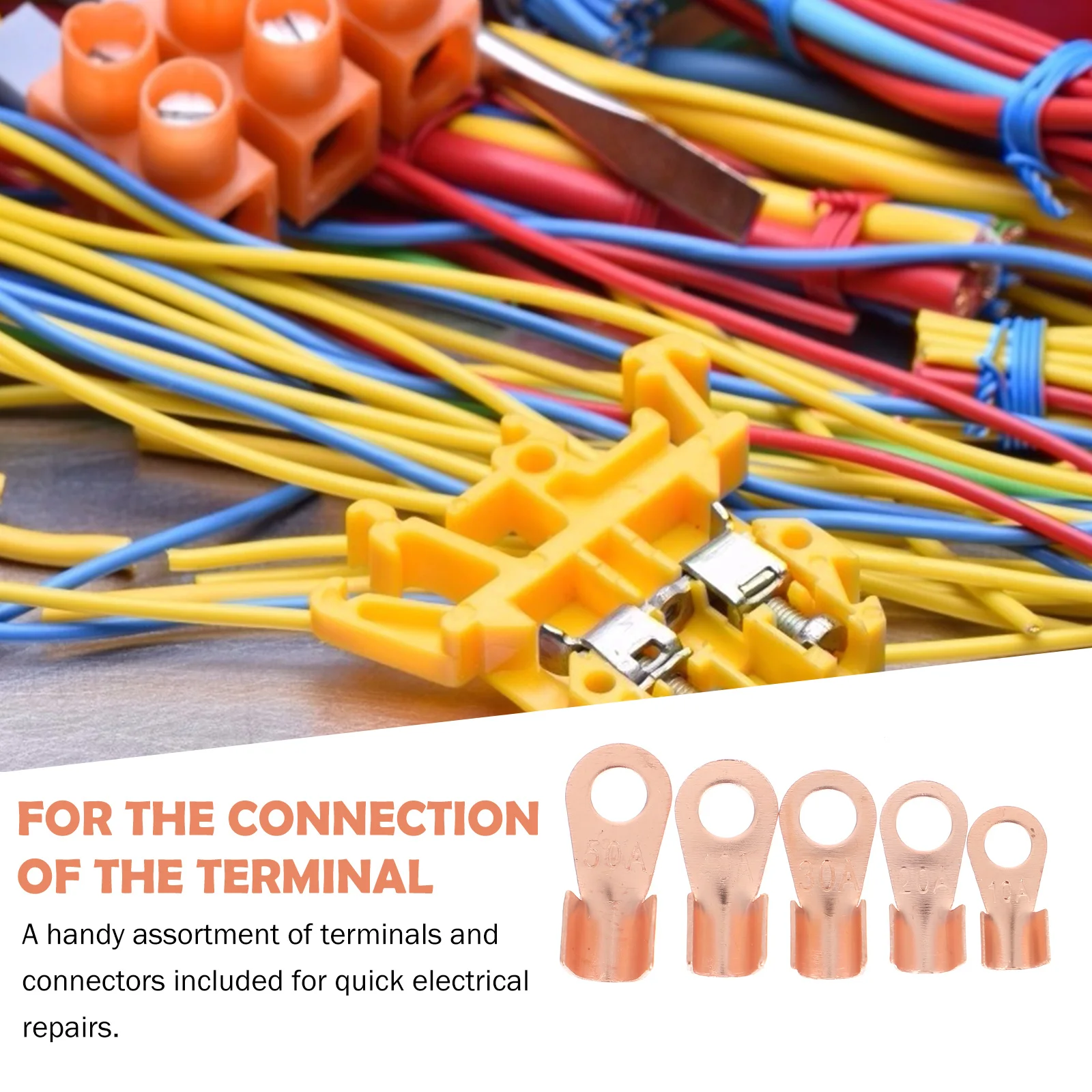 

70Pcs Copper Terminal Connectors Premium Durable Anti-Aging Circular Splice Crimp for Electrical Equipment Wiring Repairs