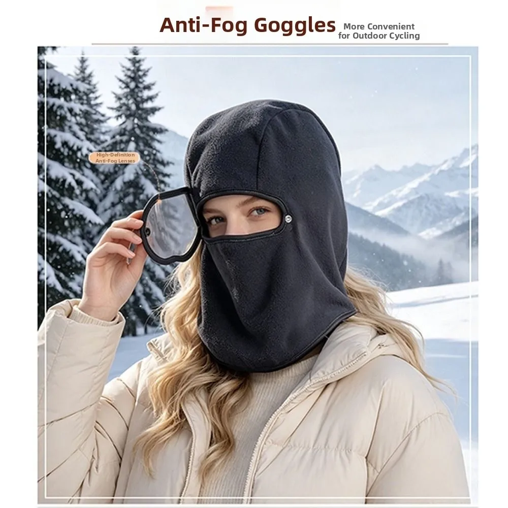 New Fleece Winter Balaclava Windproof Warm Lining Skiing Masks Full Coverage with Clear Eye Shield Cycling Cap Winter