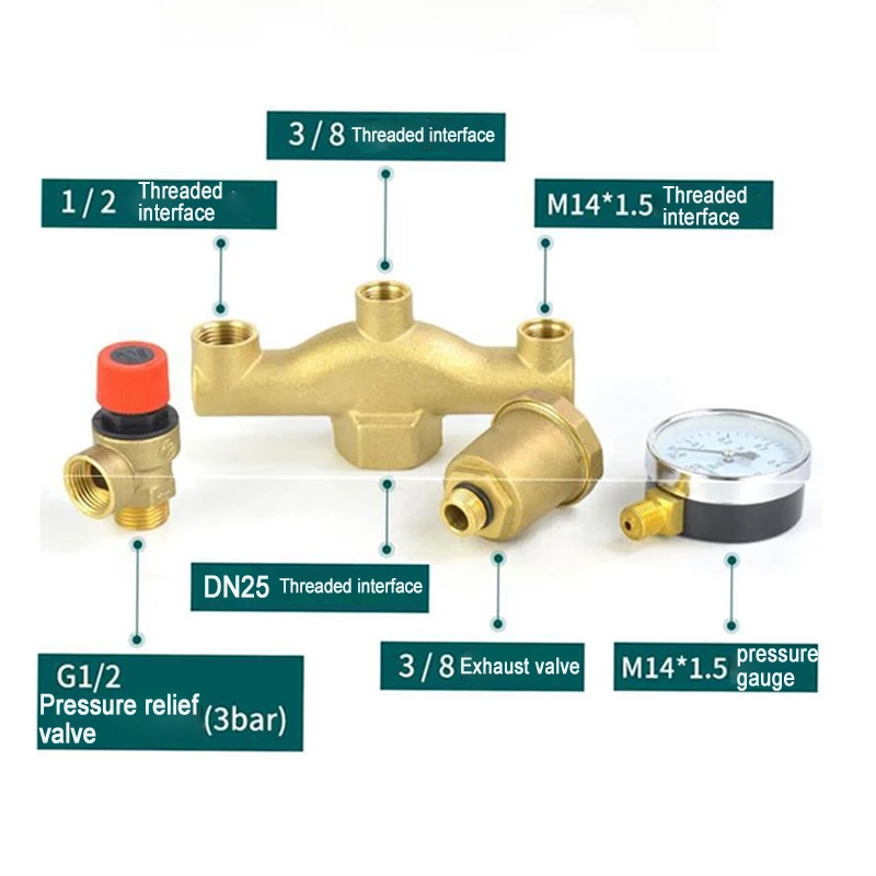 Brass automatic exhaust pressure relief valve, underfloor heating water distributor, boiler explosion-proof components