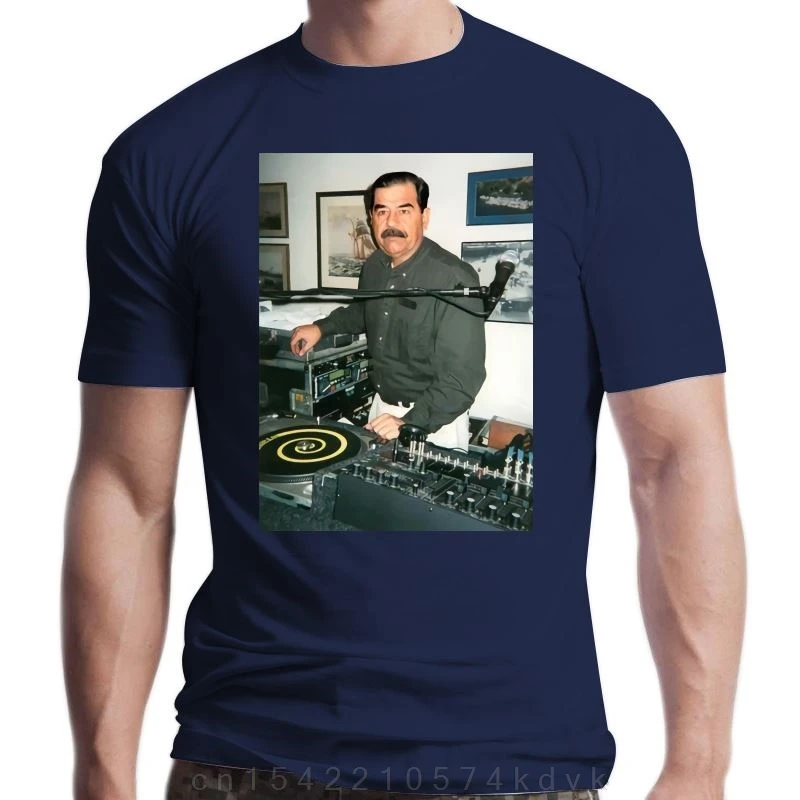 New Men Printing Short Sleeve T-shirt Trend Dj Saddam Hussein 35 Technics 1200 Iraq House Edm Hip Hop 100% Cotton Oversize Tees