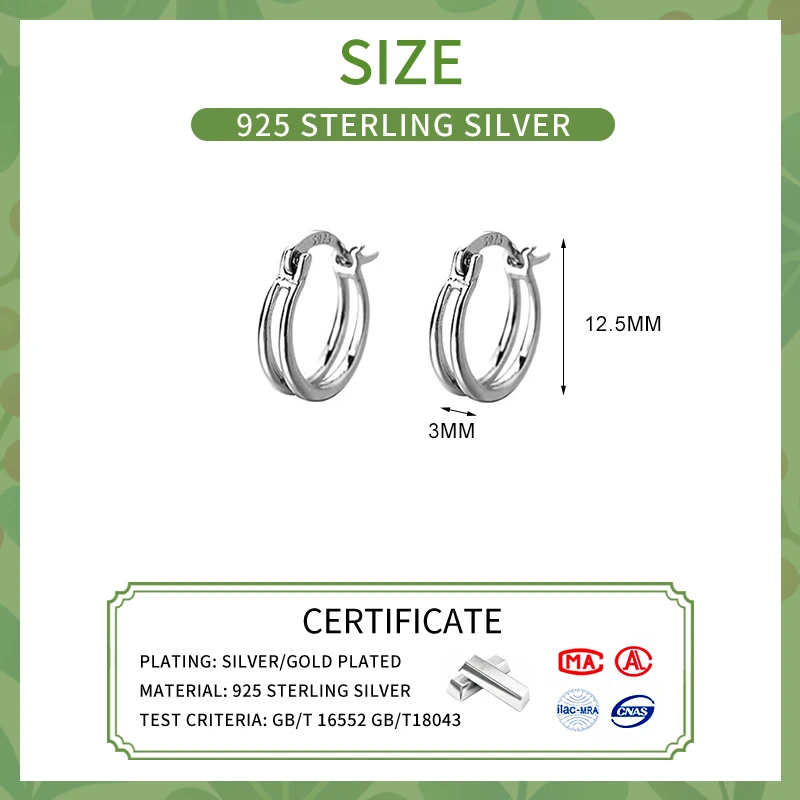 SOFTPIG Real 925 Sterling Silver Round Line Hoop Earrings for Women Classic Geometric Fine Jewelry Minimalist Accessories